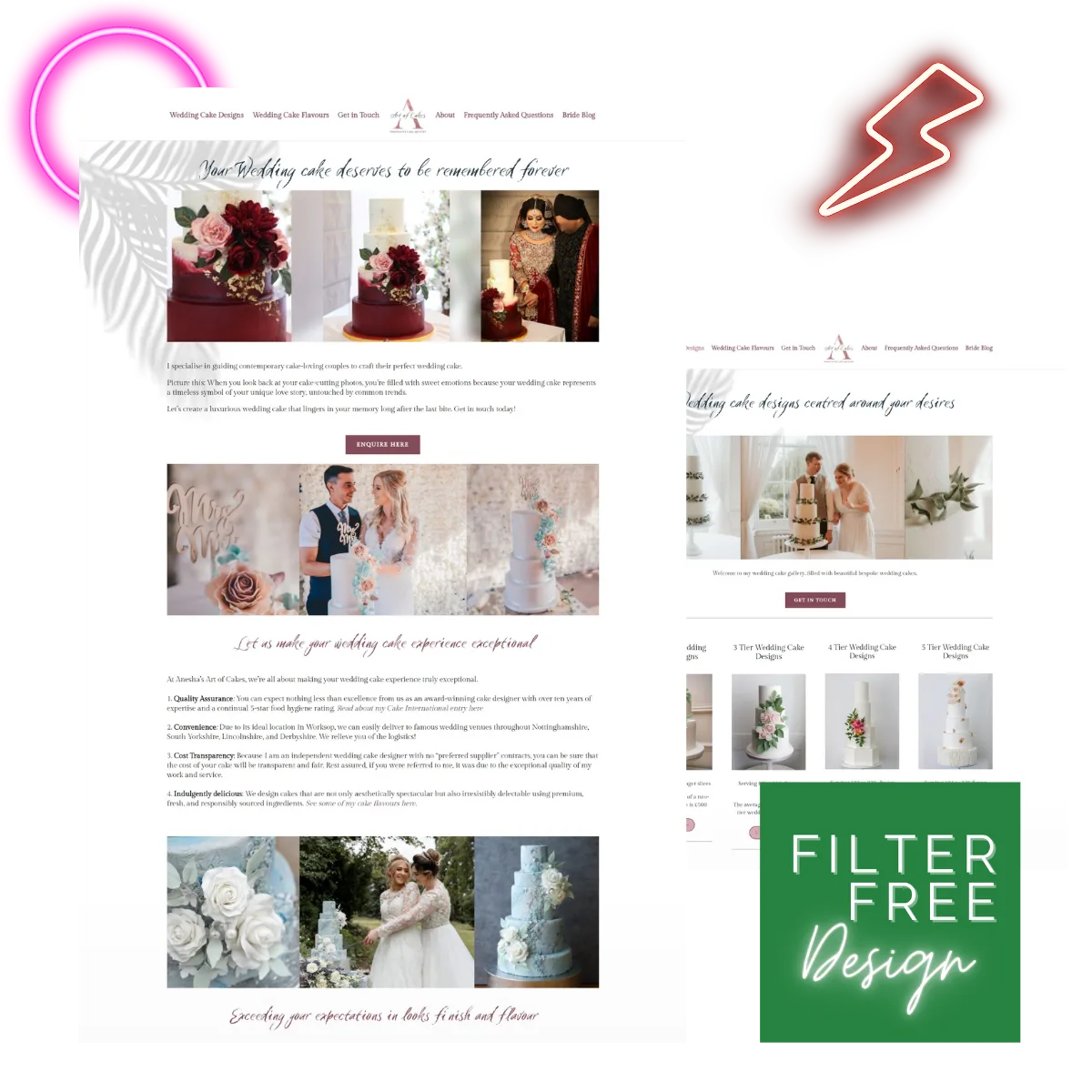 Aneshas Art of Cakes website Design